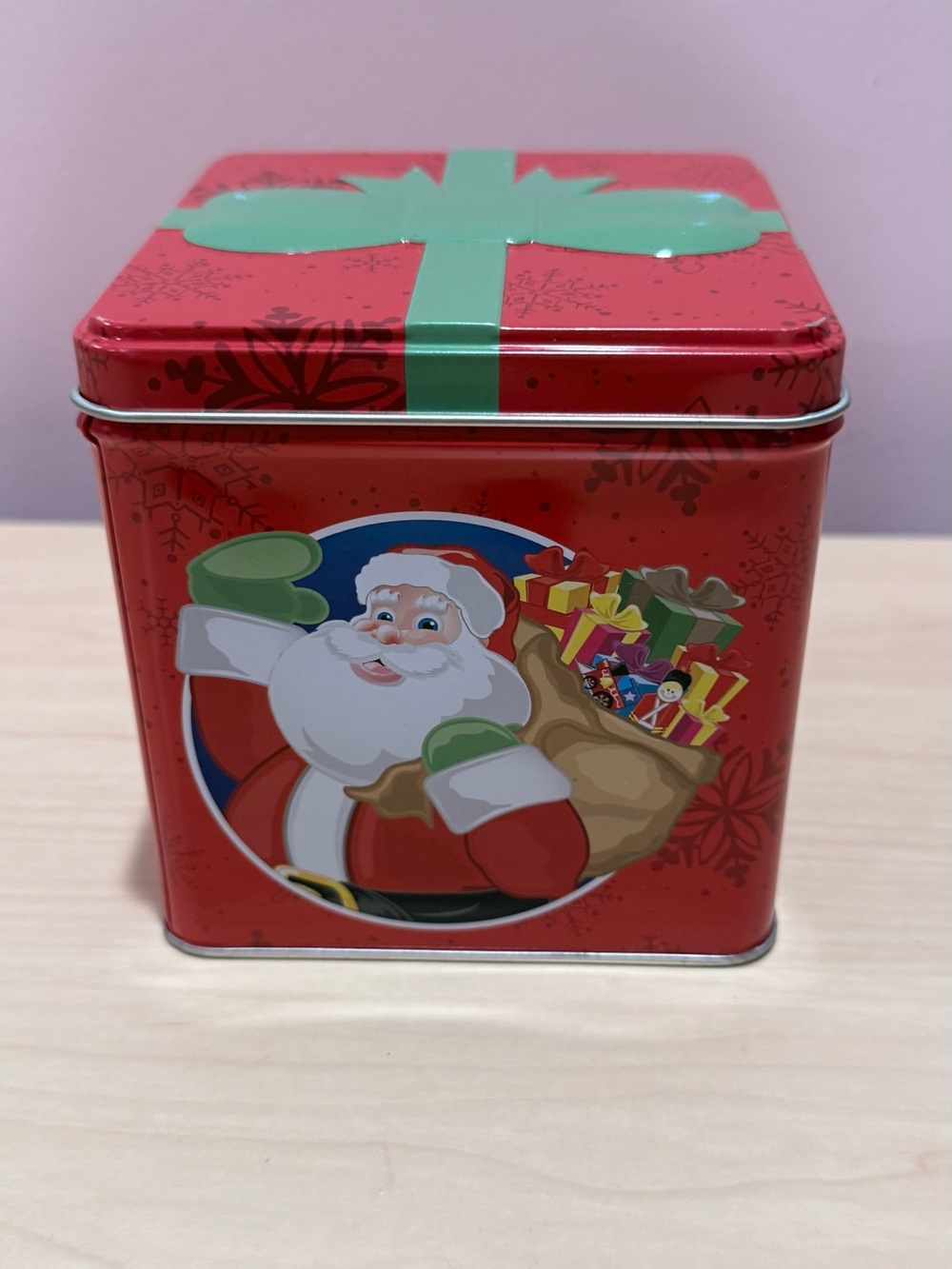 Red Santa Gift Tin Box for Kids - Holiday Storage